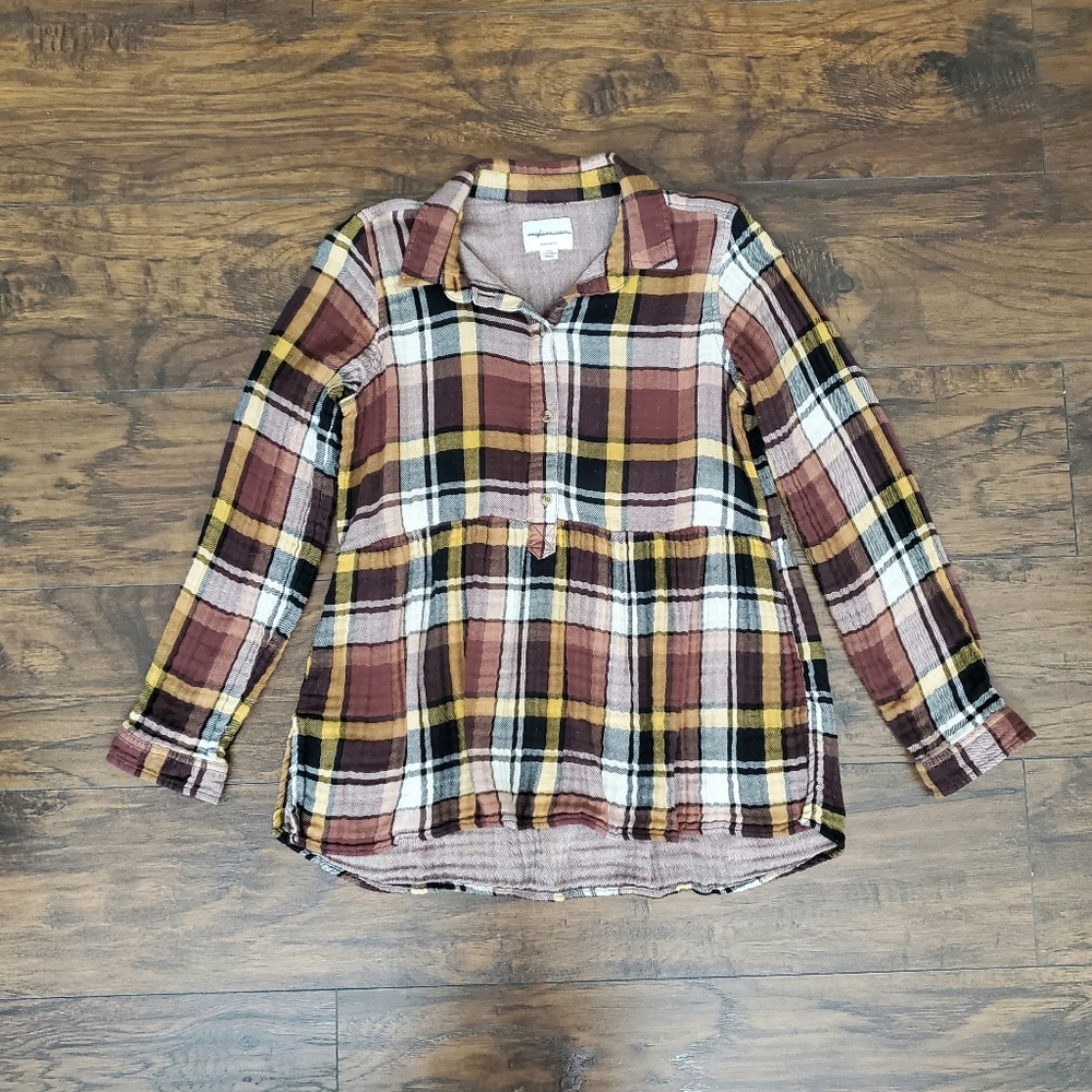 American Eagle Size S Plaid Blouse